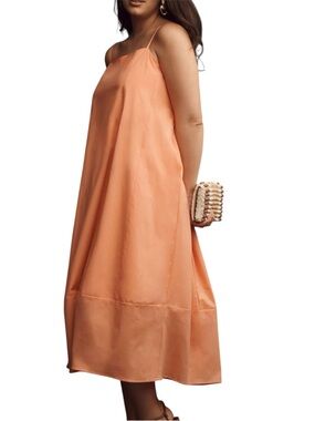 Self Contrast Bare Sleeveless Barrel Midi Dress Anthropologie PeachSize XL